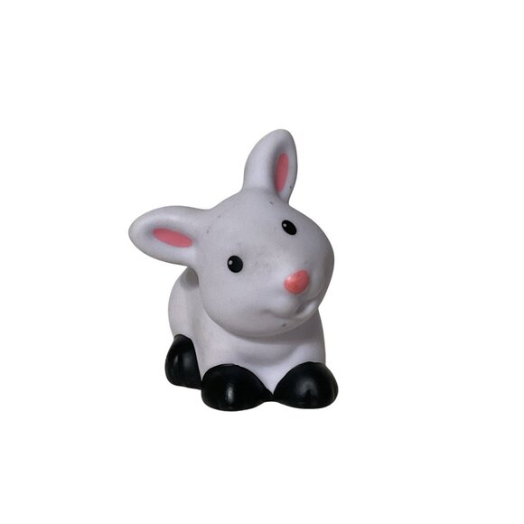 Fisher Price Little People Black White Bunny Rabbit Easter Farm Pet Ark Zoo - Picture 1 of 6